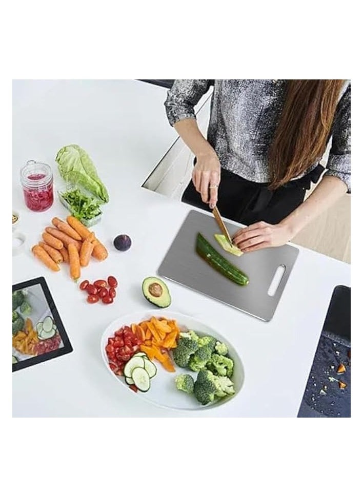 Board Double Sided Stainless Steel 304 Kitchen Cutting Board With Hanging Hole Durable Home Kitchen Chopping Board Cutting Board Kitchen Cutting Boards For Meat Vegetables Fruit