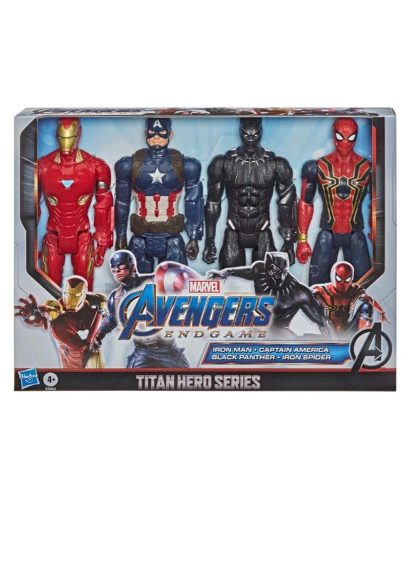 Avengers Endgame Titan Hero Series Action Figures - Captain America, Iron Spider, Black Panther, Iron Man (Set of 4)