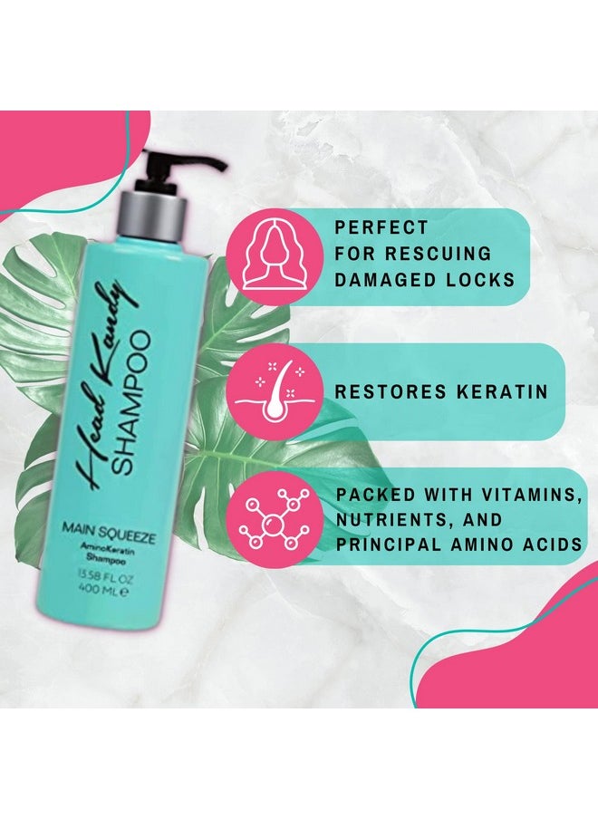 The Main Squeeze Aminokeratin Shampoo (12 Oz.) Enriched Treatment For Moisturizing Damaged Hair Color Safe All Hair Types