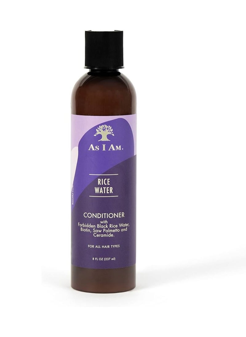 Rice Water Conditioner 237ml - with Forbidden Black Rice, Saw Palmetto, Biotin - Gentle Cleanser - Moisturizing - Vegan & Cruelty Free - Sulfate Free - Paraben Free - For All Hair Types