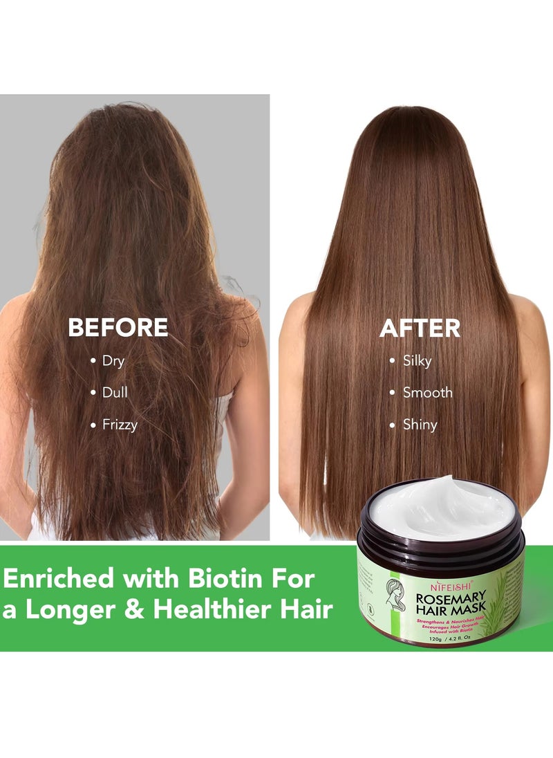 Rosemary Hair Mask 120g for Hair Growth for Longer Silky Smooth Shiny Healthier Hair Strengthens Nourishes Hair Encourages Hair Growth with Rosemary and Biotin Rosemary Hair Oil Hair Mask