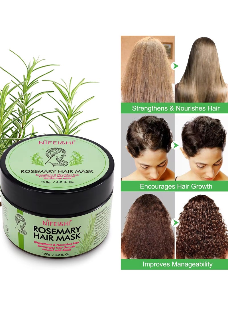 Rosemary Hair Mask 120g for Hair Growth for Longer Silky Smooth Shiny Healthier Hair Strengthens Nourishes Hair Encourages Hair Growth with Rosemary and Biotin Rosemary Hair Oil Hair Mask