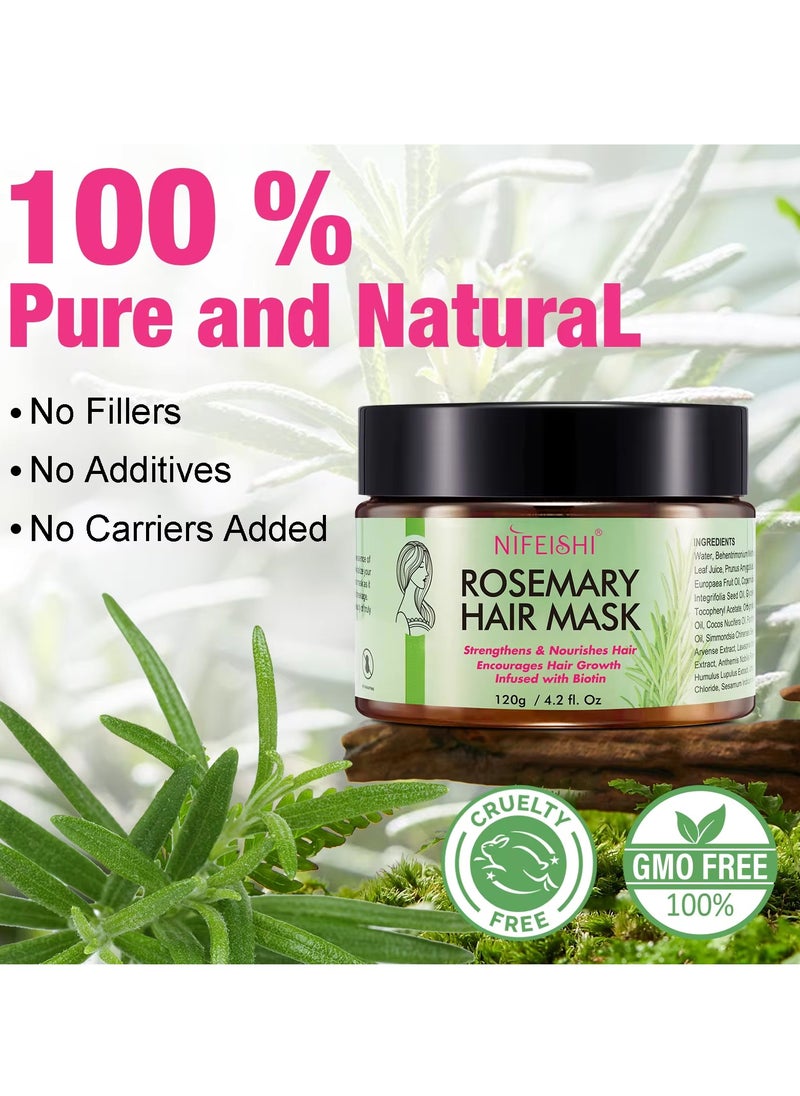 Rosemary Hair Mask 120g for Hair Growth for Longer Silky Smooth Shiny Healthier Hair Strengthens Nourishes Hair Encourages Hair Growth with Rosemary and Biotin Rosemary Hair Oil Hair Mask