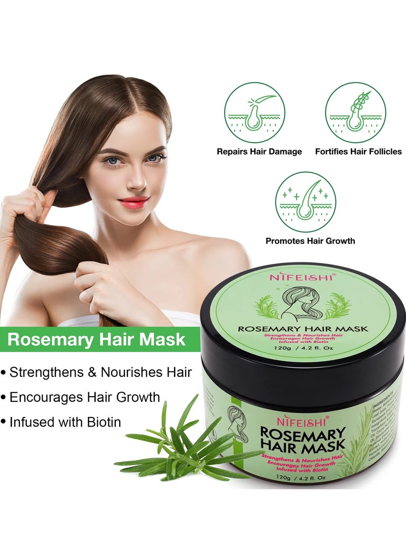 Rosemary Hair Mask 120g for Hair Growth for Longer Silky Smooth Shiny Healthier Hair Strengthens Nourishes Hair Encourages Hair Growth with Rosemary and Biotin Rosemary Hair Oil Hair Mask