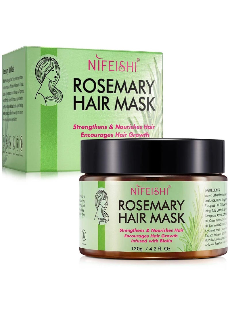 Rosemary Hair Mask 120g for Hair Growth for Longer Silky Smooth Shiny Healthier Hair Strengthens Nourishes Hair Encourages Hair Growth with Rosemary and Biotin Rosemary Hair Oil Hair Mask