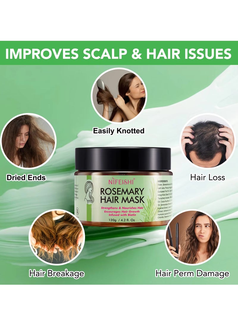 Rosemary Hair Mask 120g for Hair Growth for Longer Silky Smooth Shiny Healthier Hair Strengthens Nourishes Hair Encourages Hair Growth with Rosemary and Biotin Rosemary Hair Oil Hair Mask