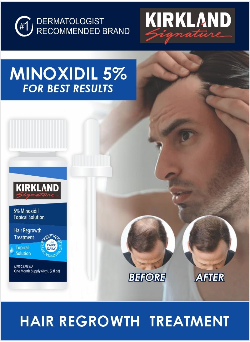 Hair Regrowth with Minoxidil 5% Topical Solution – 60 ML Formula