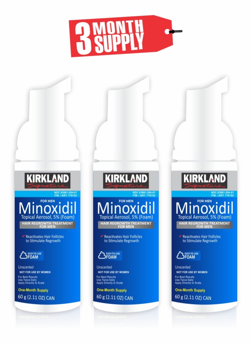 Minoxidil Blue Foam - Reactivate Hair Follicles for Enhanced Growth Pack of 3