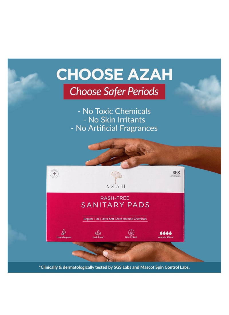 AZAH Sanitary Pads for Women XL [Pack of 40] 100% Rash-Free sanitary napkins | 3x More Absorption, Cottony Soft and Dry Top Cover for heavy Flow | Toxin Free, Locks Odour, Leak-Proof