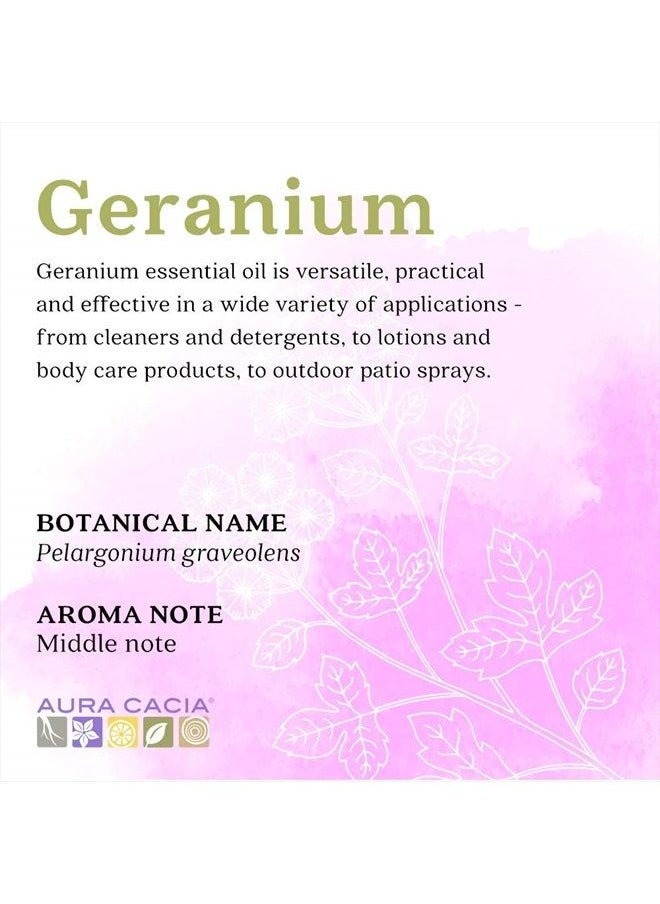 100% Pure Geranium Essential Oil | GC/MS Tested for Purity | 15 ml (0.5 fl. oz.) | Pelargonium graveolens