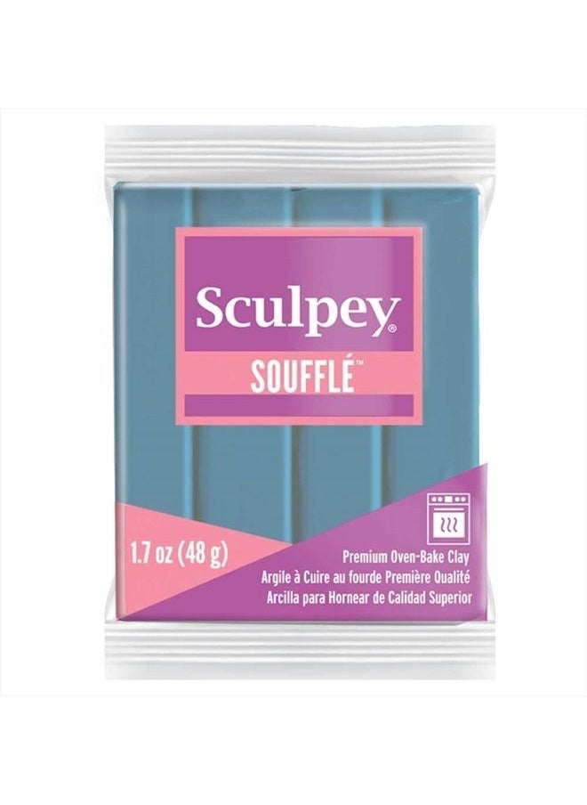 Sculpey Soufflé Polymer Oven-Bake Clay, Bluestone, Non Toxic, 1.7 oz. bar, Great for jewelry making, holiday, DIY, mixed media and more! Premium light-weight oven bake clay.