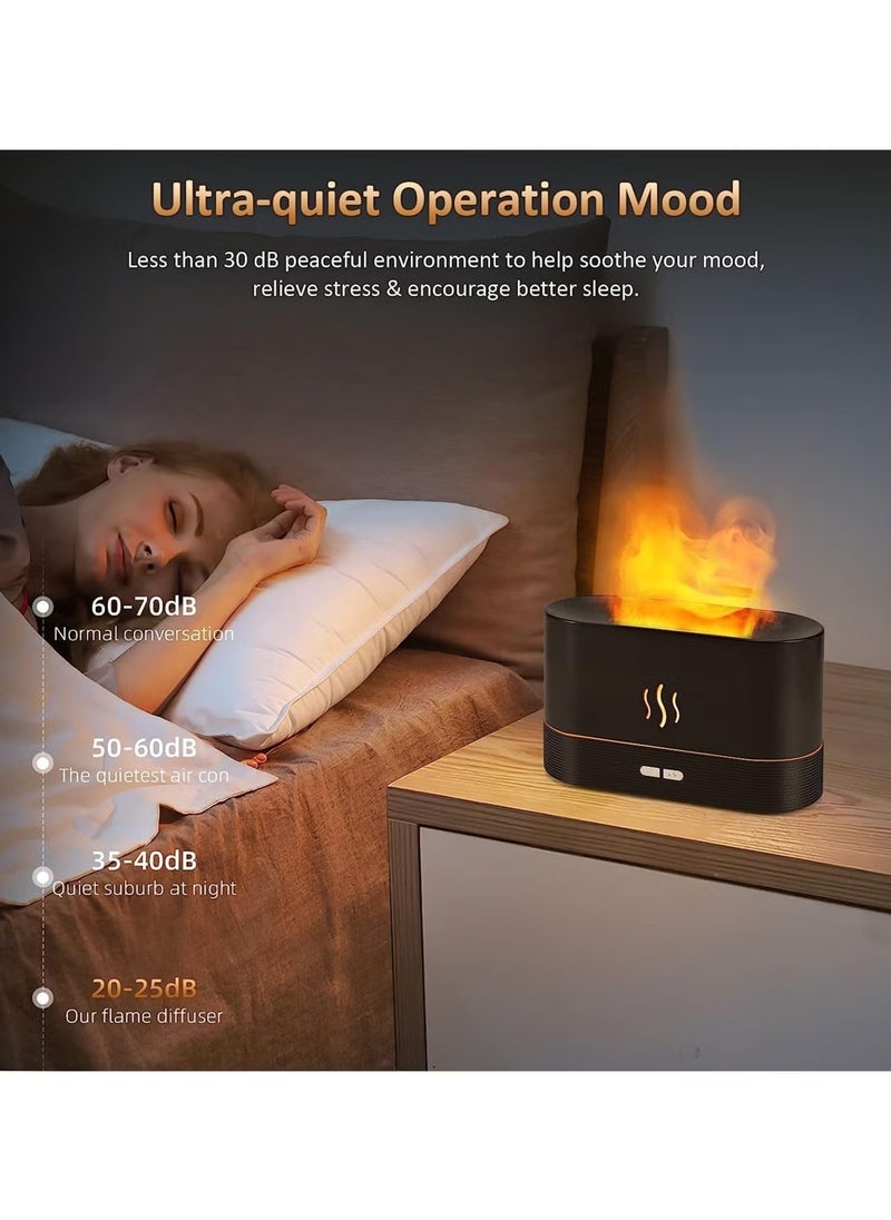 Flame Diffuser Humidifier-Auto Off 180ml Essential Oil Diffuser-2 Modes Brightness Aroma Humidifier with Fire Flame Effect for Home,Office,Spa,Gym(Black)