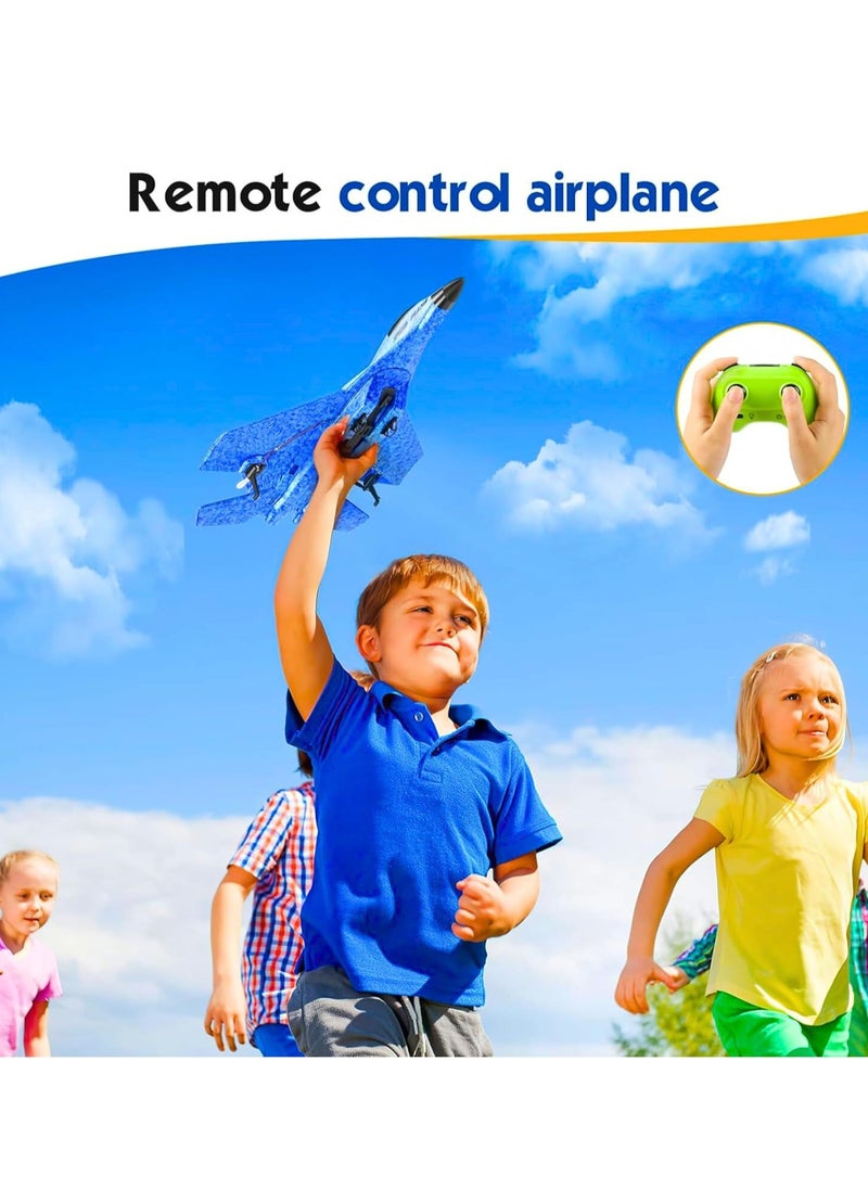 RC Plane, Remote Control Wireless Airplane Toy - F22 Fighter Model, 2.4GHz 2CH RC Plane with Lights & 6-Axis Gyroscope, Foam Jet for Kids & Adults, Easy to Fly, USB Charging, Night Flying