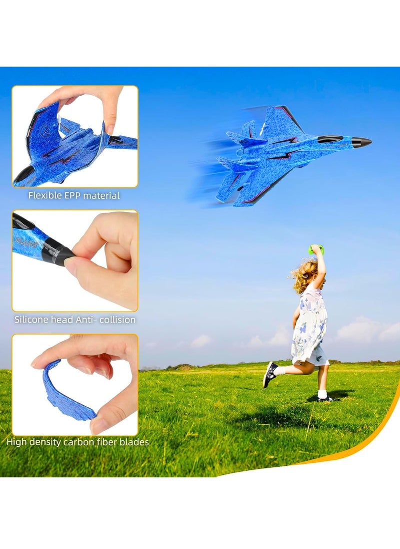 RC Plane, Remote Control Wireless Airplane Toy - F22 Fighter Model, 2.4GHz 2CH RC Plane with Lights & 6-Axis Gyroscope, Foam Jet for Kids & Adults, Easy to Fly, USB Charging, Night Flying