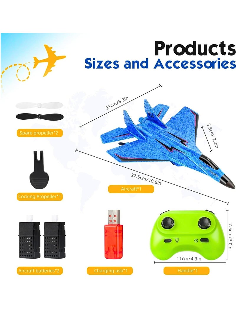 RC Plane, Remote Control Wireless Airplane Toy - F22 Fighter Model, 2.4GHz 2CH RC Plane with Lights & 6-Axis Gyroscope, Foam Jet for Kids & Adults, Easy to Fly, USB Charging, Night Flying