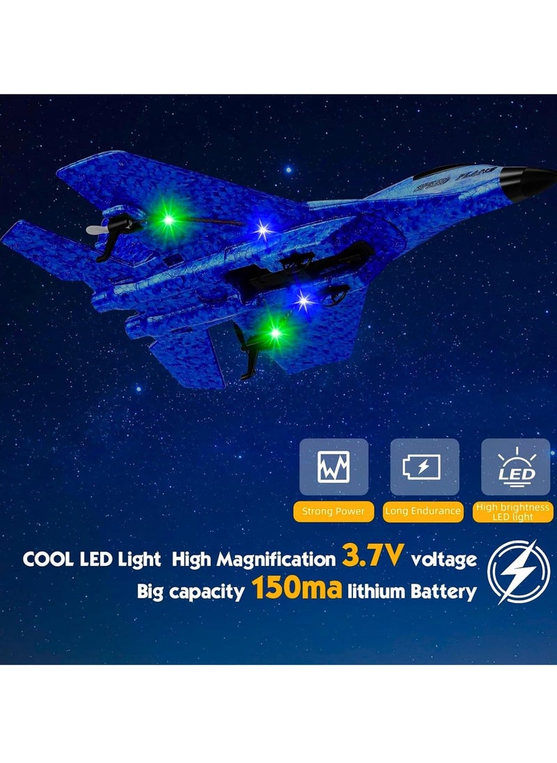 RC Plane, Remote Control Wireless Airplane Toy - F22 Fighter Model, 2.4GHz 2CH RC Plane with Lights & 6-Axis Gyroscope, Foam Jet for Kids & Adults, Easy to Fly, USB Charging, Night Flying