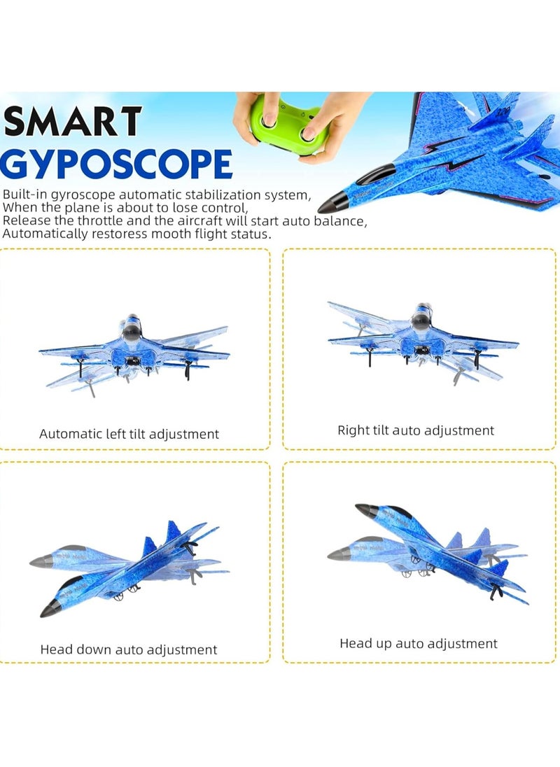 RC Plane, Remote Control Wireless Airplane Toy - F22 Fighter Model, 2.4GHz 2CH RC Plane with Lights & 6-Axis Gyroscope, Foam Jet for Kids & Adults, Easy to Fly, USB Charging, Night Flying