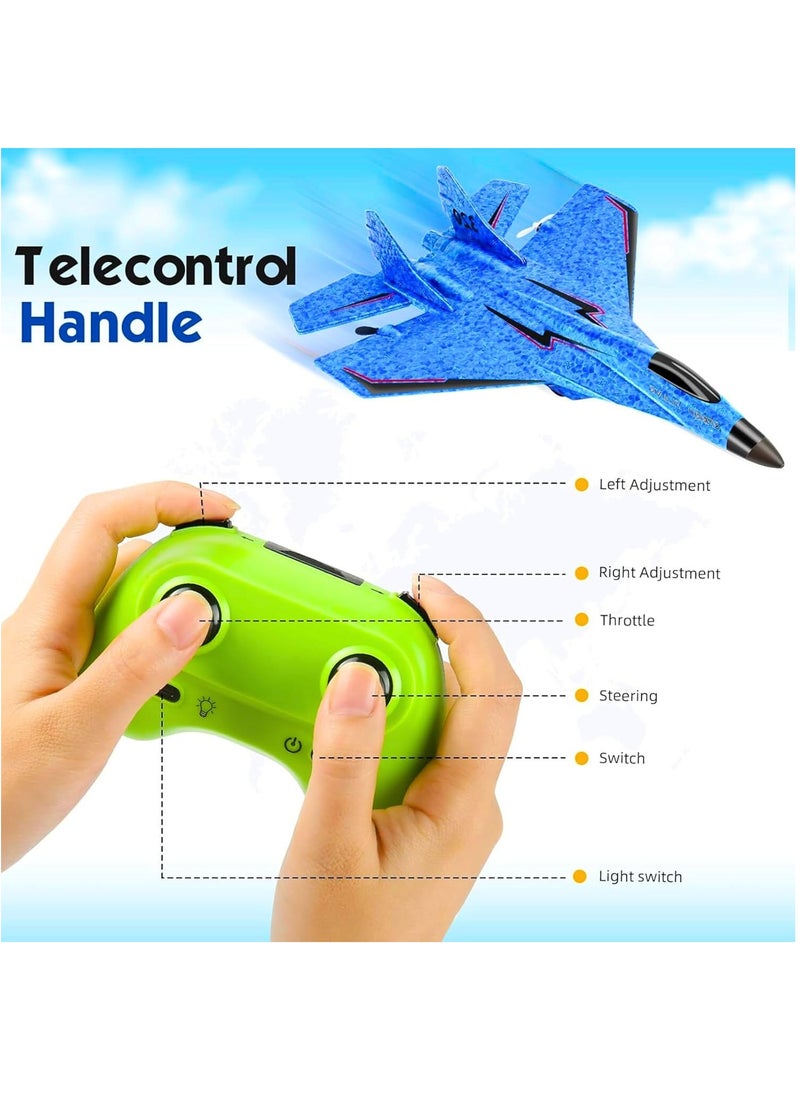 RC Plane, Remote Control Wireless Airplane Toy - F22 Fighter Model, 2.4GHz 2CH RC Plane with Lights & 6-Axis Gyroscope, Foam Jet for Kids & Adults, Easy to Fly, USB Charging, Night Flying