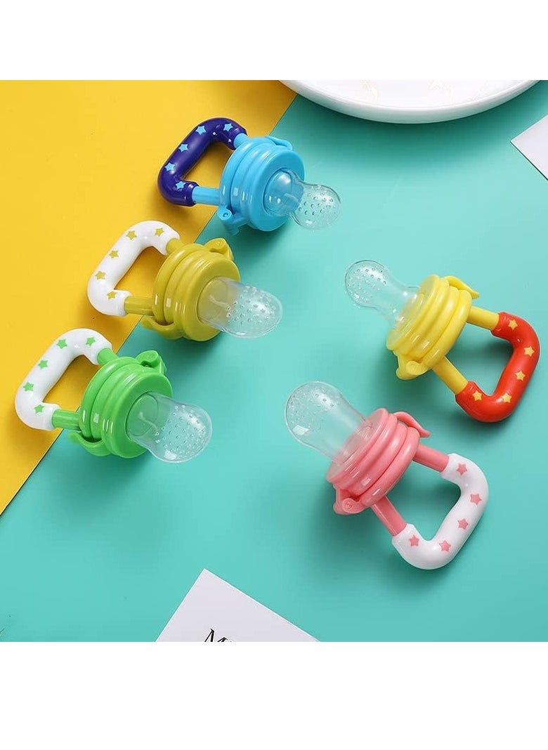 5pcs Baby Food Feeder Fruit Food Silicone Nipple Teething Toy- Reusable Pacifier for Aching Gums, Introduce Tasty Fruits to Your Little One's Diet, BPA-Free