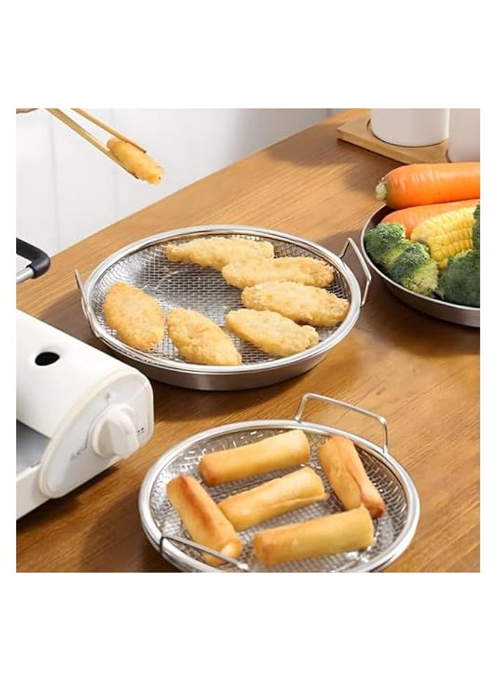 Kitchen Oil Filter Tray, Stainless Steel Frying Oil Filter Tray with Tray Fine Mesh Filter Basket for Frying Grilling food, Kitchen Strainer Colander for Washing Vegetables and Fruits