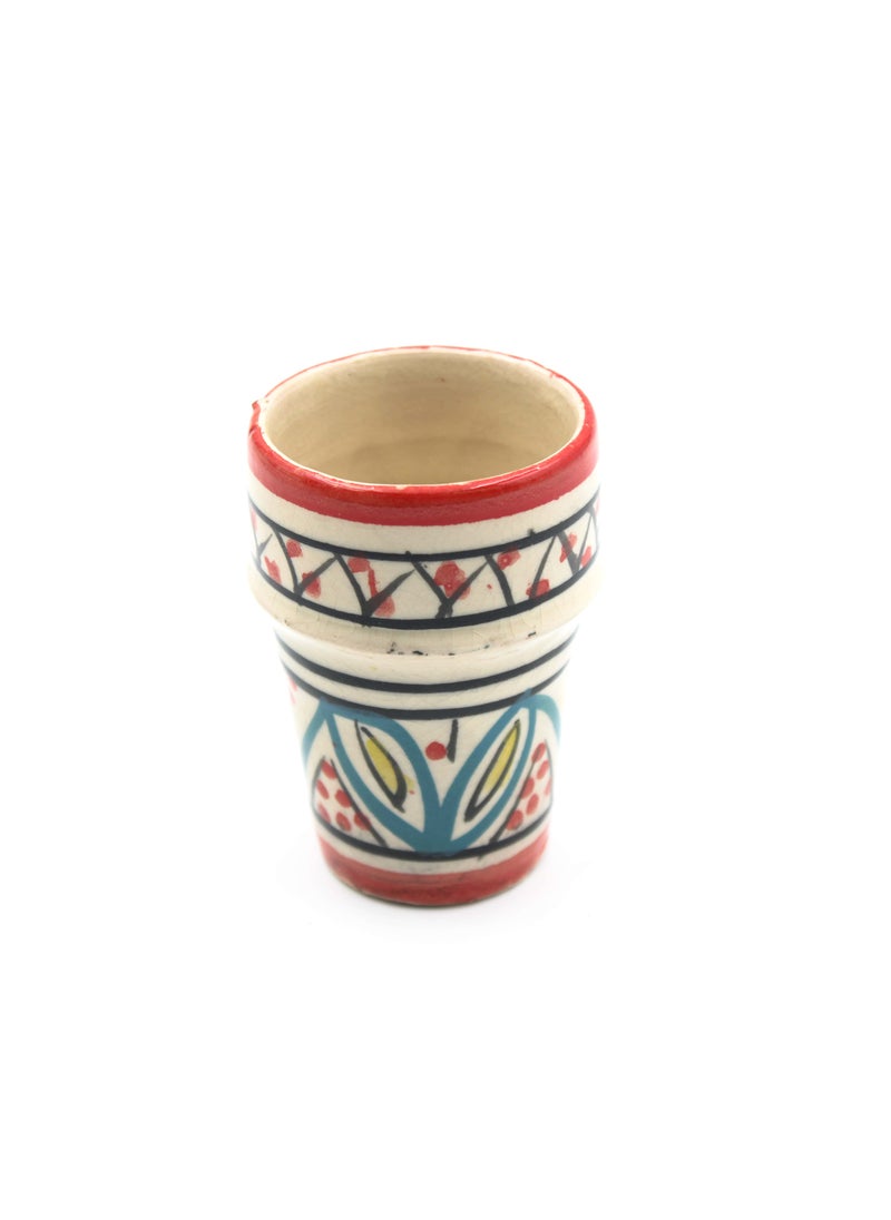 Two Moroccan Ceramic Cups - Handmade Multicolor Cups Glazed