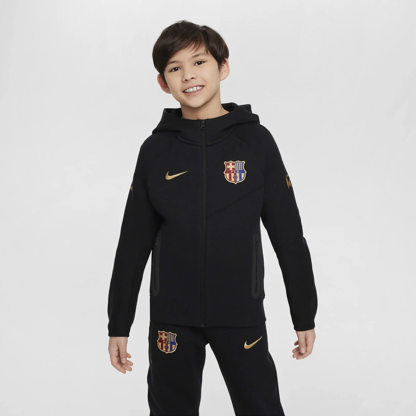 Kids' F.C. Barcelona Tech Fleece Football Full-Zip Hoodie