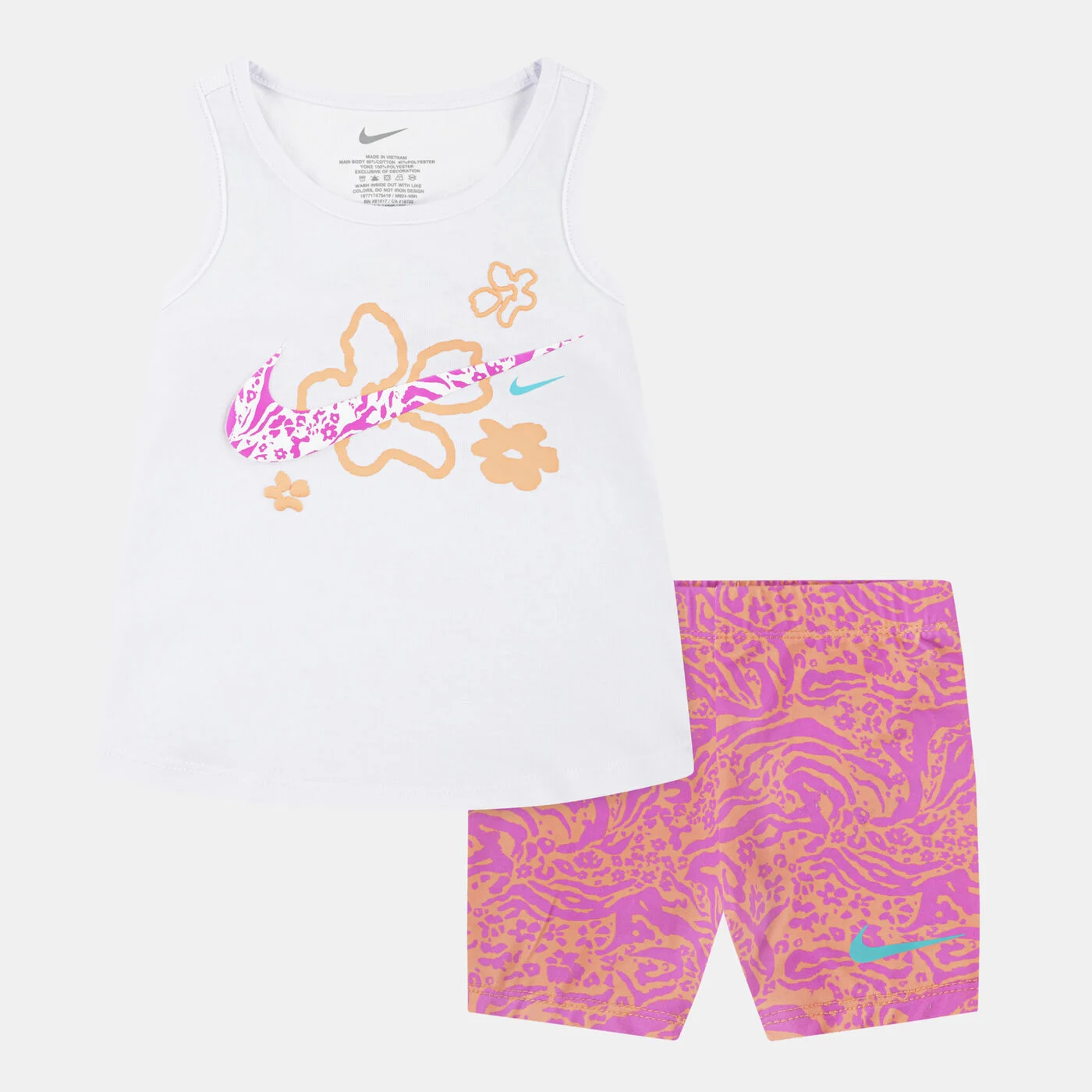 Kids' Wild Flower Tank Top and Bike Shorts Set