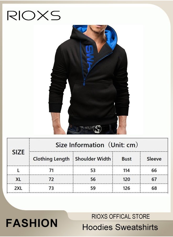 Men's Hoodies Sweatshirts,Letter Graphic Print Front Zipper Hoodie Sweatshirt,Long Sleeve Hooded Sweatshirt With Pocket,Pullovers Hooded Tops For Men,Casual Sportswear Hoodies,Gift For Daddy Boyfirend Husband