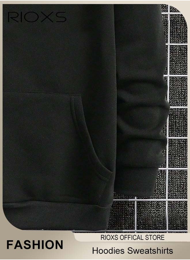 Men's Hoodies Sweatshirts,Letter Graphic Print Front Zipper Hoodie Sweatshirt,Long Sleeve Hooded Sweatshirt With Pocket,Pullovers Hooded Tops For Men,Casual Sportswear Hoodies,Gift For Daddy Boyfirend Husband