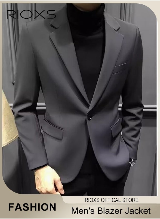 Men's Formal Blazer Long Sleeve Blazer Jacket One Button Slimming Casual Blazer Coat With Two Side Pockets Slim Fit Blazer For Business Wedding Prom Dinner Or Daily Wear