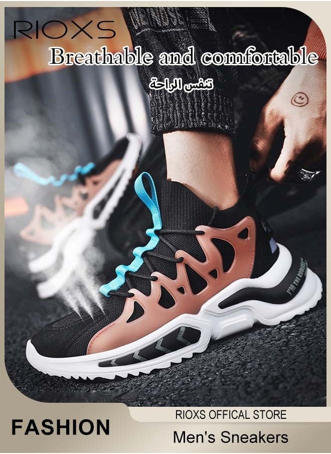 Men's Fashion Running Shoes with Mesh Upper, Casual Athletic Trainers with Non-slip Sole Design, Comfortable Walking Sneakers, Breathable Mesh Sports Shoes, Easy to Pull On and Off, Mens Athlesiure Trainers