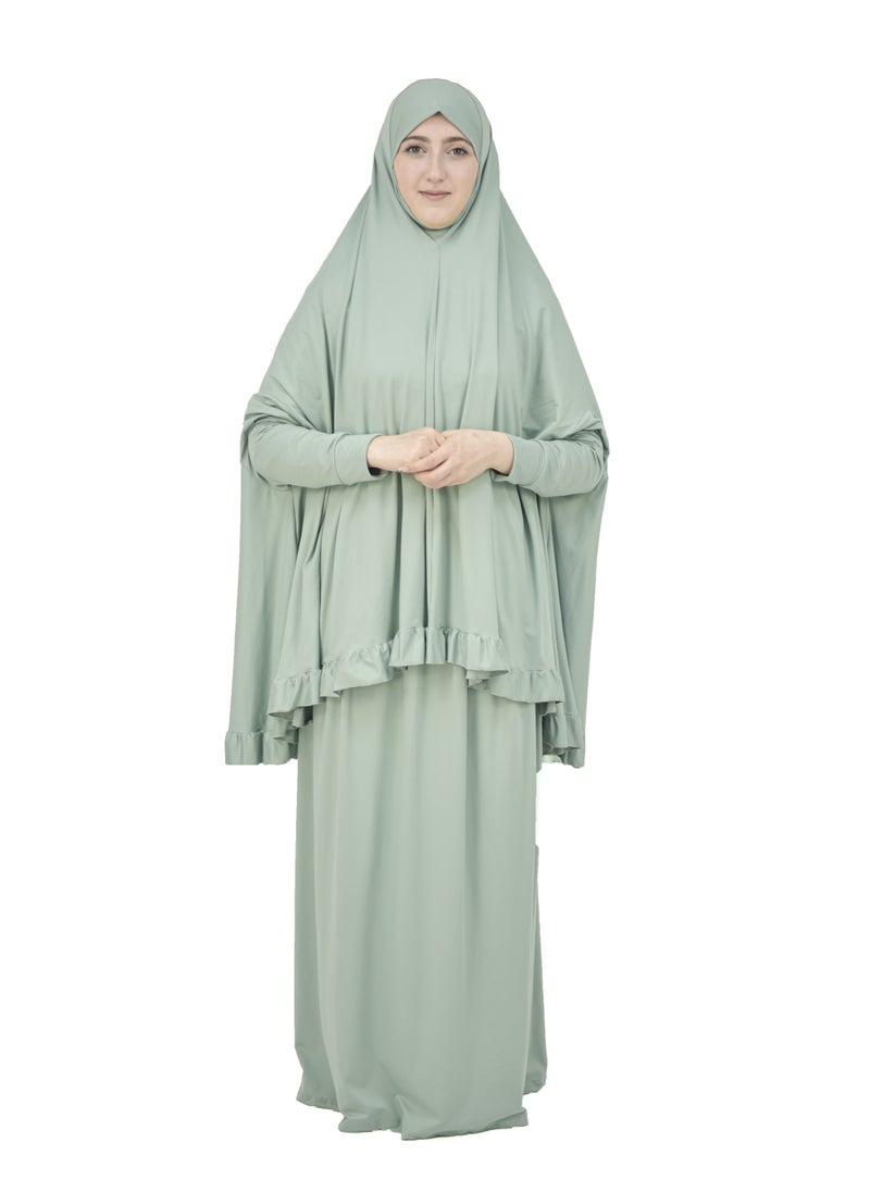 Two Piece Islamic prayer dress women with sleeve - Prayer Clothes for Women - Prayer Abaya For women - Jilbab 2 piece, Umrah essentials for women - Prayer set