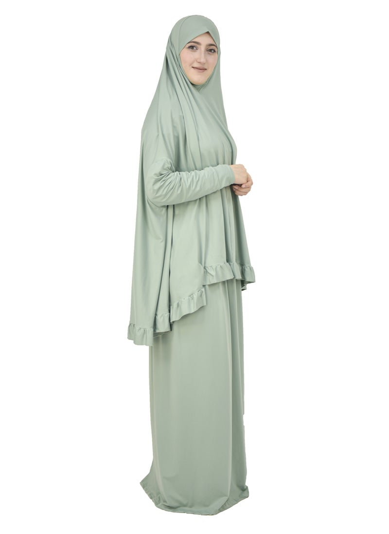 Two Piece Islamic prayer dress women with sleeve - Prayer Clothes for Women - Prayer Abaya For women - Jilbab 2 piece, Umrah essentials for women - Prayer set