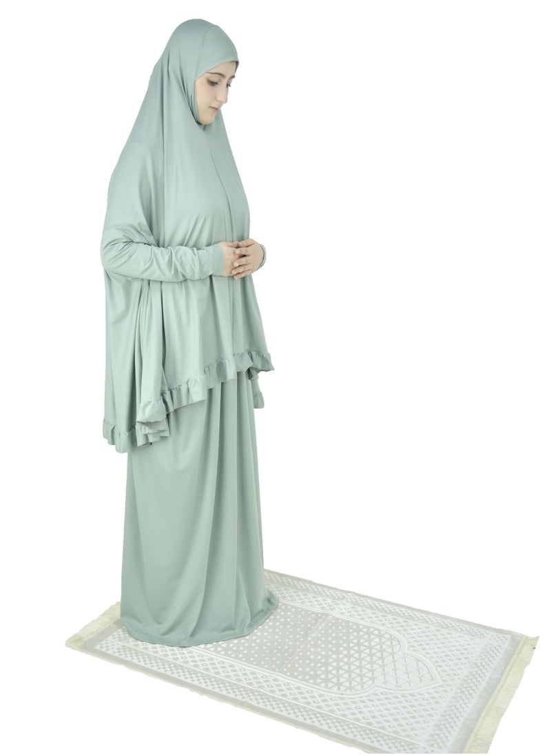 Two Piece Islamic prayer dress women with sleeve - Prayer Clothes for Women - Prayer Abaya For women - Jilbab 2 piece, Umrah essentials for women - Prayer set
