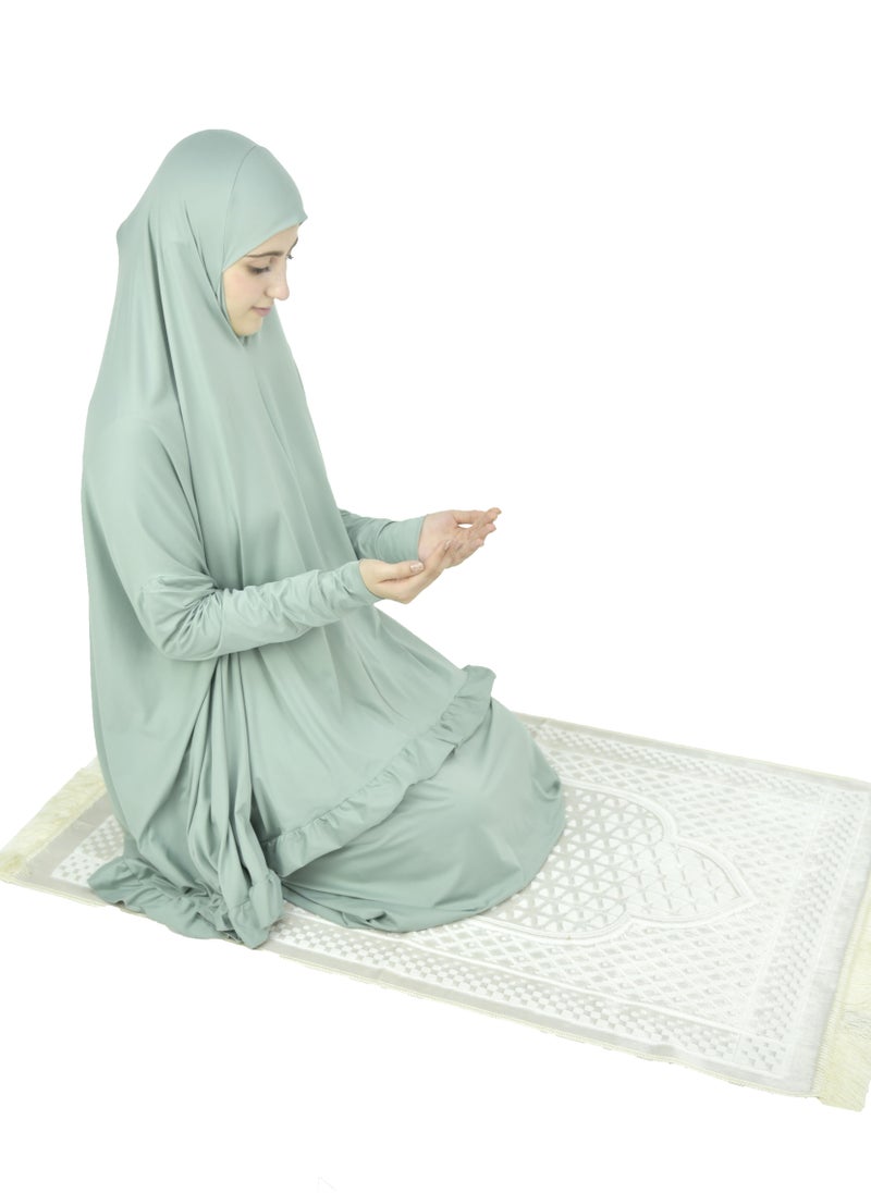 Two Piece Islamic prayer dress women with sleeve - Prayer Clothes for Women - Prayer Abaya For women - Jilbab 2 piece, Umrah essentials for women - Prayer set