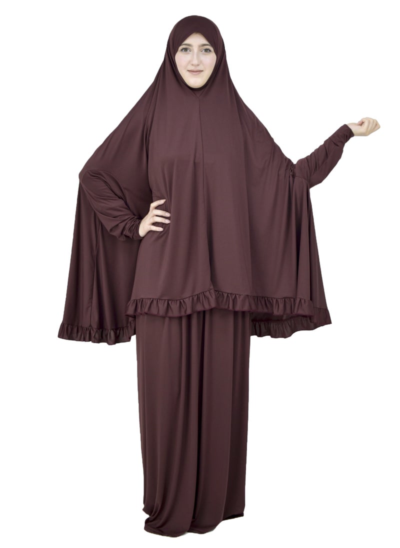 Two Piece Islamic prayer dress women with sleeve - Prayer Clothes for Women - Prayer Abaya For women - Jilbab 2 piece, Umrah essentials for women - Prayer set