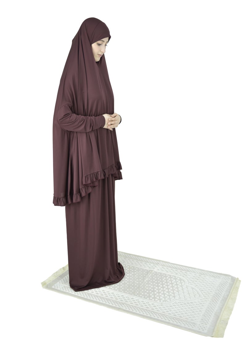 Two Piece Islamic prayer dress women with sleeve - Prayer Clothes for Women - Prayer Abaya For women - Jilbab 2 piece, Umrah essentials for women - Prayer set