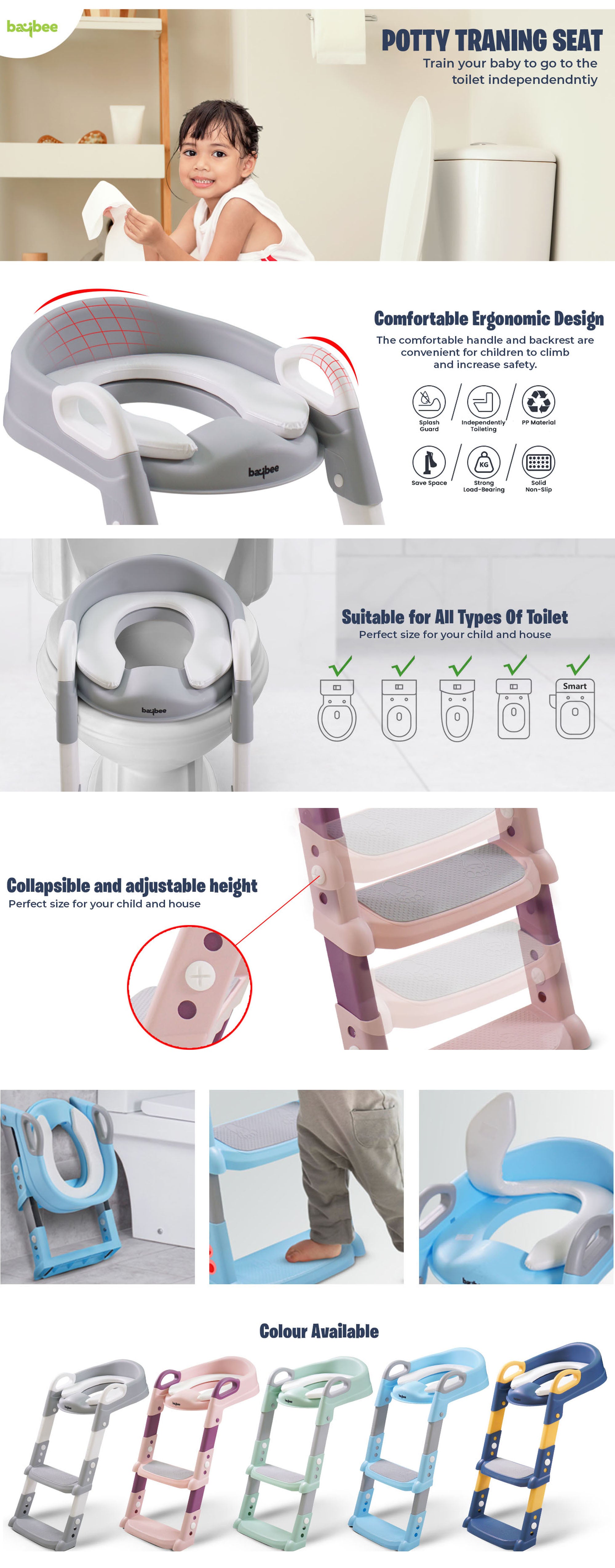 Aura Baby Potty Seat With Ladder For Western Toilets Kids Toilet Potty Training Seat For Baby With Handle Cushion Kids Potty Chair Kids Potty Seat For Baby Kids 2 To 5 Years Boys Girls Green