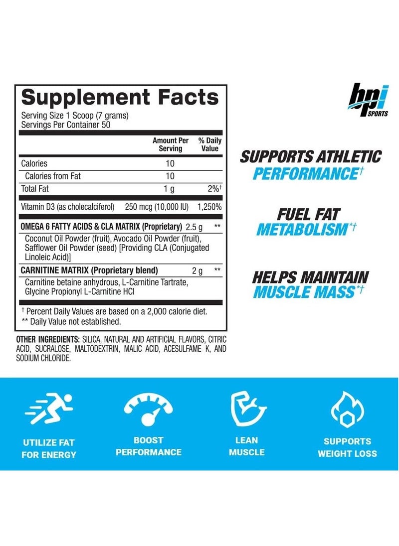 BPI SPORTS CLA+ Carnitine , Fruit Punch Flavor, 350g, 50 Serving