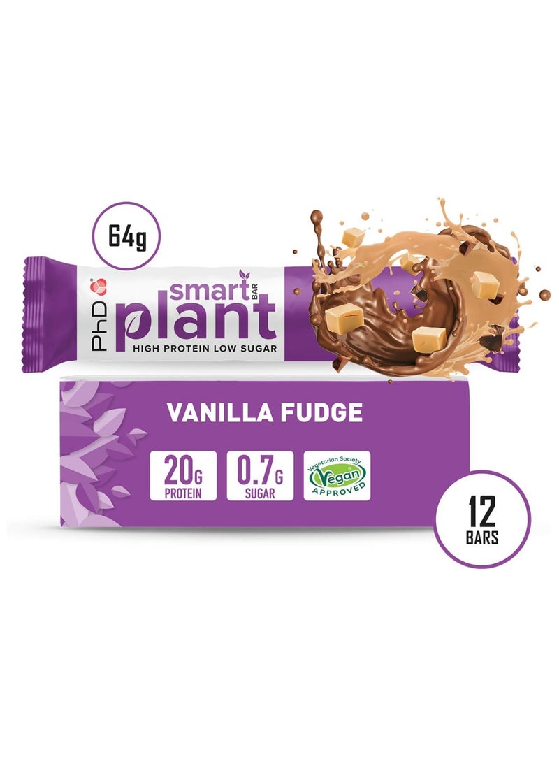 Smart Plant High Protein and Low Sugar, Vanilla Fudge Flavour, 64g, 12 Pack