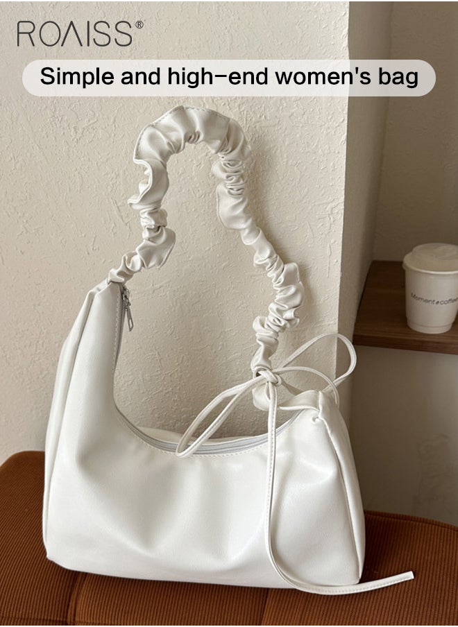 Fashionable Simple Underarm Bag Women'S Daily Commuting Pleated Adjustable Shoulder Strap Handbag High Quality Pu Leather Shoulder Bag