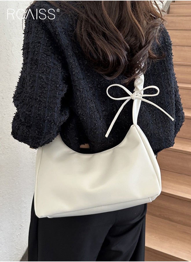 Fashionable Simple Underarm Bag Women'S Daily Commuting Pleated Adjustable Shoulder Strap Handbag High Quality Pu Leather Shoulder Bag