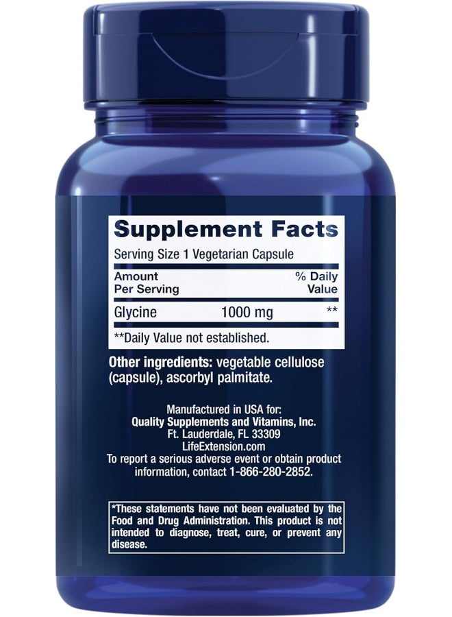 Glycine 1000 mg - 100 Vegetarian Capsules Packaging May Vary