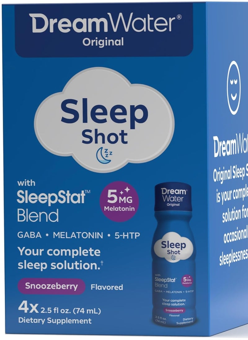 Sleep Shot, 5mg Melatonin, Snoozeberry Flavored - 4x74 mL Packaging May Vary
