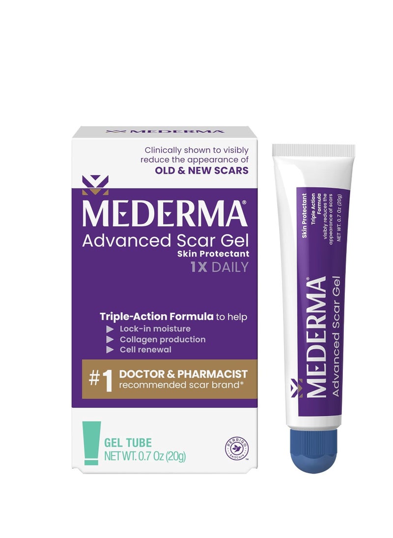 Mederma advanced scar gel treats old and new scars reduces the appearance of scars from acne stitches burns and sore 0.70oz 20g - Packaging may vary