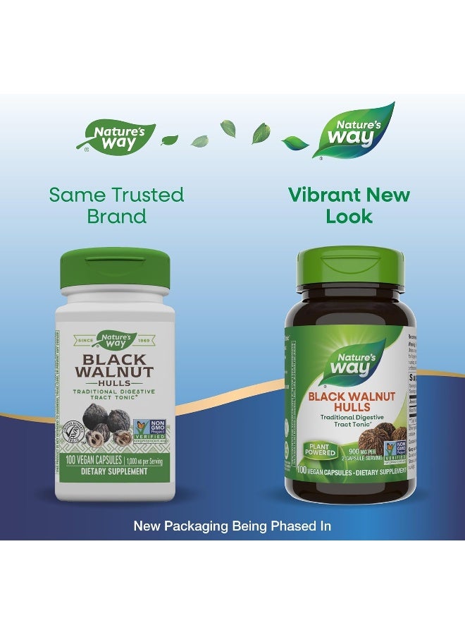 Black Walnut Hulls, 900mg - 100 Vegan Capsules Packaging May Vary