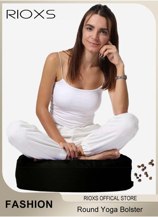 Yoga Cushion,Round Yoga Bolster,Zabuton Meditation Pad,Fitness Meditation Bolster With Organic Cotton Cover Kneeling Pillow,Premium Yoga Pillow For Sitting On Floor Zippered Cotton Cover