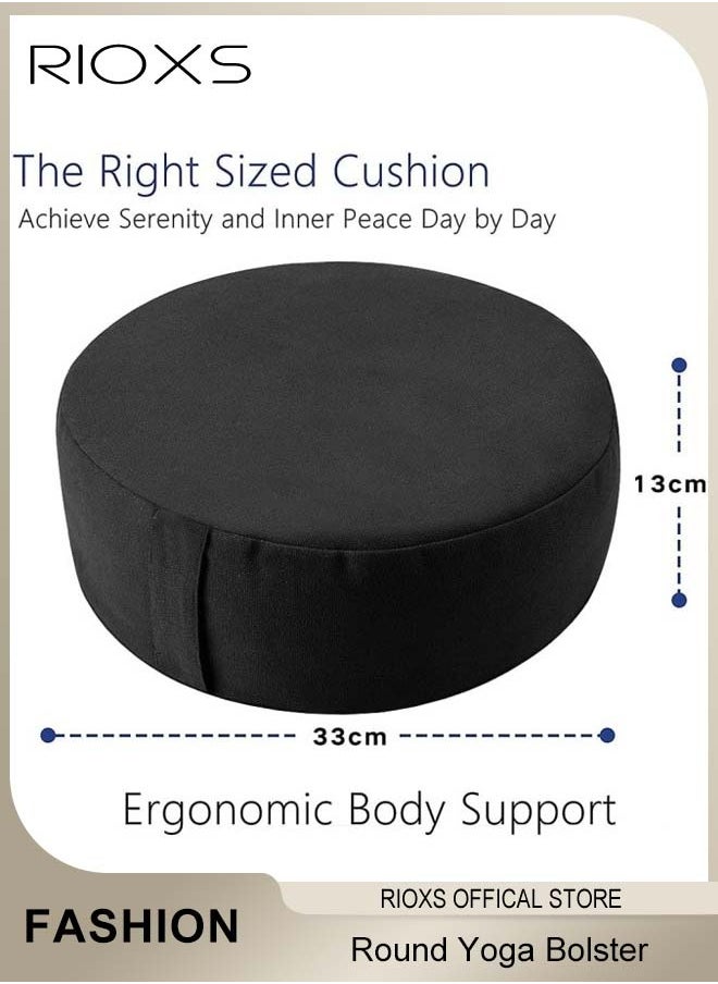 Yoga Cushion,Round Yoga Bolster,Zabuton Meditation Pad,Fitness Meditation Bolster With Organic Cotton Cover Kneeling Pillow,Premium Yoga Pillow For Sitting On Floor Zippered Cotton Cover