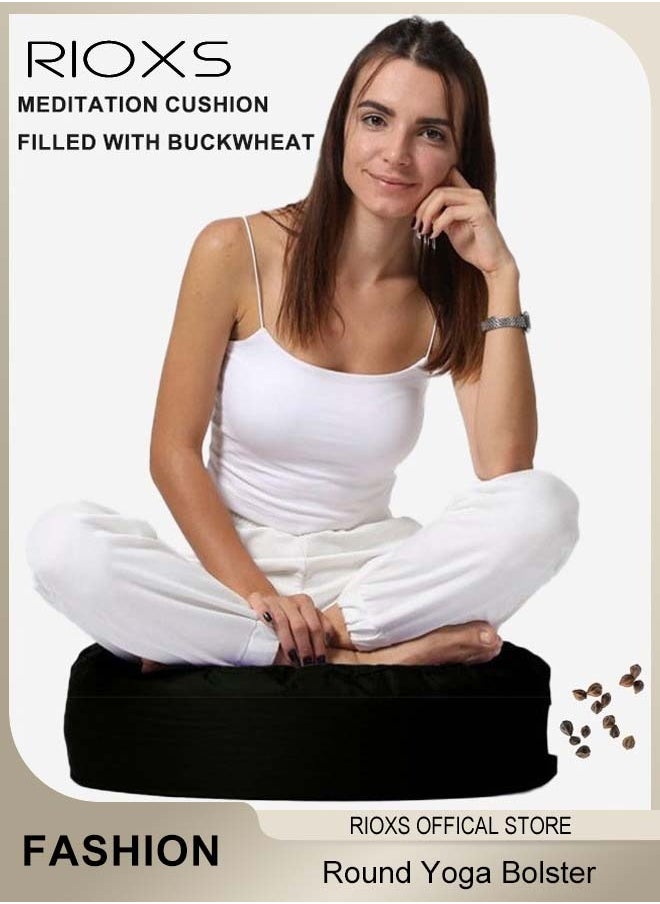 Yoga Cushion,Round Yoga Bolster,Zabuton Meditation Pad,Fitness Meditation Bolster With Organic Cotton Cover Kneeling Pillow,Premium Yoga Pillow For Sitting On Floor Zippered Cotton Cover