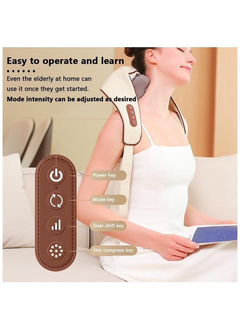 Mini Neck Massager, Shiatsu Back Neck Massager with Heat, Electric Massager for Back & Shoulder, Massage Pillow for Neck, Back, Shoulder, Leg, Deep Massage at Home for Muscle Relaxation